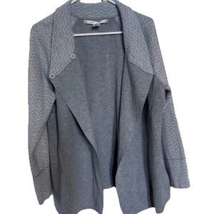 Max Studio Herringbone Draped Open Cardigan Sweater XL Lagenlook Timeless Gray